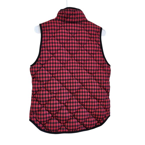 J. Crew Excursion Buffalo Check Red Plaid Down Feather Puffer Vest Size Small - Picture 3 of 7